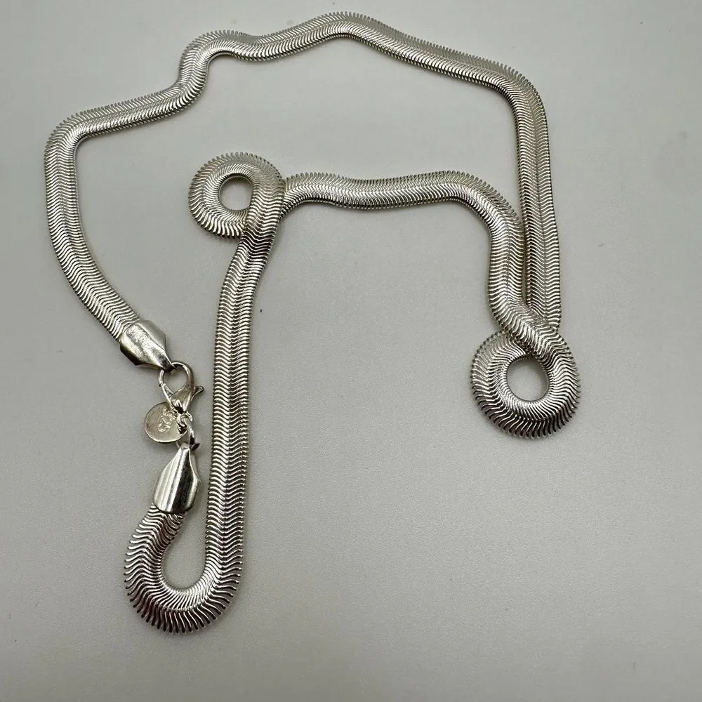 NWOT Silver‎ plated, 19” snake bone chain, 7mm thick
